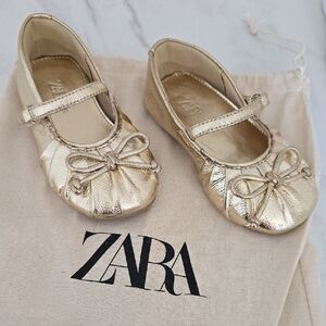 Zara Shiny Gold Kids Dress Shoes